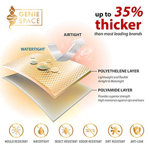 GENIE SPACE - Bolsas de Vacío Premium Increíblemente Fuertes Ahorro de Espacio | 6 x Mediana - 70x50cm | Herméticas y Reutilizables | 80% más Espacio | Ropa, Toallas, Ropa de Cama, Edredones y más