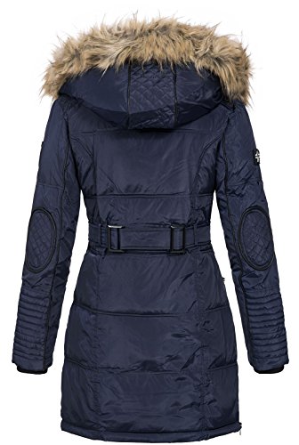 Geographical Norway Belissima - Chaqueta de invierno para mujer con capucha de piel XL azul marino S