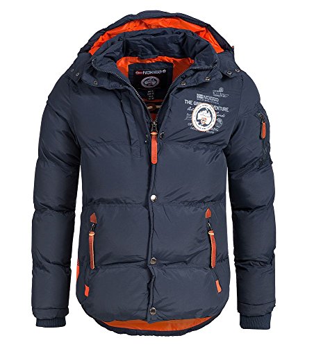 Geographical Norway - Chaqueta acolchada de invierno para hombre, con capucha azul marino M