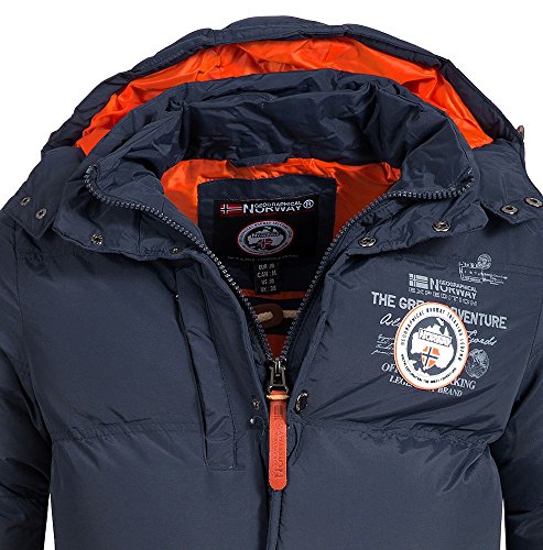 Geographical Norway - Chaqueta acolchada de invierno para hombre, con capucha azul marino M