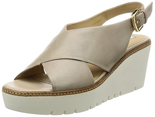 Geox D DOMEZIA C, Sandalias con Cuña para Mujer, Beige (LT TAUPEC6738), 36 EU