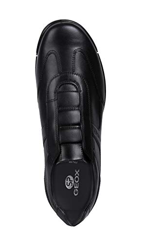 Geox EDGWARE U923BB Hombre Zapatillas,Slip On,varón Zapatos Deportivos,Zapatillas,Slip on,elástico,Transpirable,Negro,42 EU