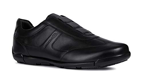 Geox EDGWARE U923BB Hombre Zapatillas,Slip On,varón Zapatos Deportivos,Zapatillas,Slip on,elástico,Transpirable,Negro,42 EU