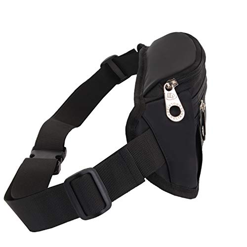 GERIINEER Riñoneras Mujer Hombre Deportiva Running，Riñonera Cinturón Corriendo Impermeable 3 Bolsillos con Cremallera，Bandolera para Hombre Mujer (Negro)