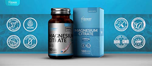 GH Citrato de Magnesio | Suplemento de Magnesio Capsulas para Dormir | Promueve un Sueño Duradero y Saludable | Sin OGM, Gluten o Lácteos | 180 Cápsulas de Magnesium Citrate (220mg de Magnesio Activo)
