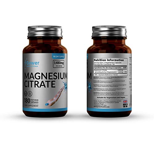 GH Citrato de Magnesio | Suplemento de Magnesio Capsulas para Dormir | Promueve un Sueño Duradero y Saludable | Sin OGM, Gluten o Lácteos | 180 Cápsulas de Magnesium Citrate (220mg de Magnesio Activo)
