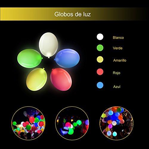 GHB 50 Pcs Globos Led Colores Globos Luz para Fiesta Boda Fiesta Cumpleaños Navidad Reunión Ceremonia