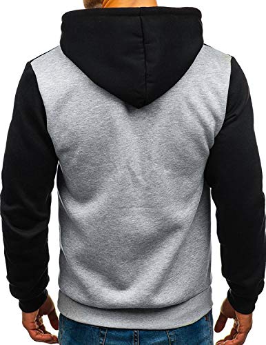 GHYUGR Sudadera con Capucha Hombre Contraste con Bolsillo Otoño Invierno Estampado Deporte Outwear Hoodie Pullover,Negro,XL