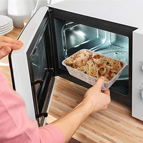 Gifort 50 Pack Recipientes de Almacenamiento de Alimentos de 650 ml, Recipientes de Plástico para Alimentos sin BPA con Tapas, 8 Cucharas y 8 Tazas de Salsa