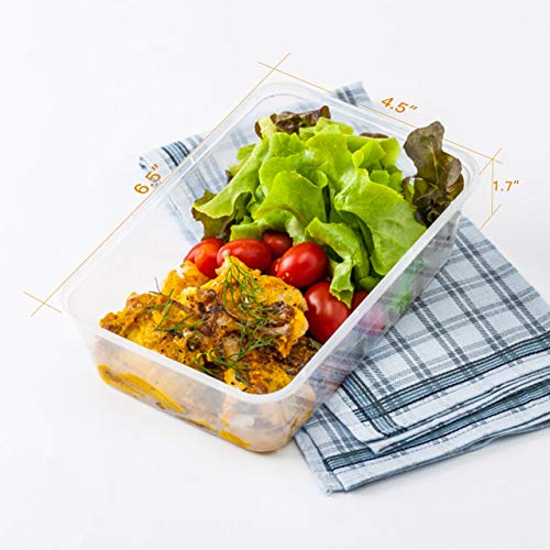 Gifort 50 Pack Recipientes de Almacenamiento de Alimentos de 650 ml, Recipientes de Plástico para Alimentos sin BPA con Tapas, 8 Cucharas y 8 Tazas de Salsa