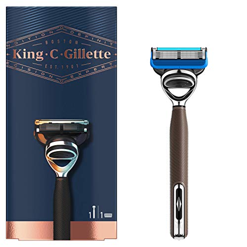 Gillette King C. Shave & Edging - Maquinilla de afeitar para hombre (5 cuchillas, 36 g), color marrón