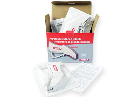 Gima - Máquina de coser cutánea estéril desechable, puntadas de acero inoxidable, 5 piezas de 35 puntadas cada una