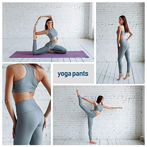 Gimdumasa Pantalón Deportivo de Mujer Cintura Alta Leggings Mallas para Running Training Fitness Estiramiento Yoga y Pilates GI188 (Gris Azul, XL)