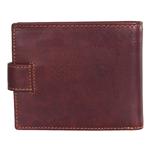 Gino Ferrari - Cartera de piel auténtica para hombre | Bloqueo RFID | Suave, suave, duradera, doble pliegue para tarjetas y monedero Marrón marrón oscuro Medium