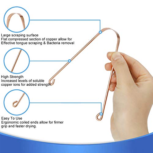 Girls'love talk Raspador de Cobre Limpiador de Lengua,2Pcs Cepillo de Lengua para Prevenir la Halitosis,Herramienta de Eliminación de Bacterias de la Lengua