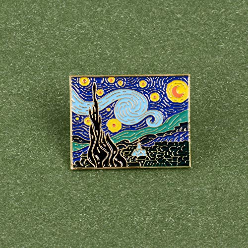 GJongie Broche Broches Arte Retro Pintura Al Óleo La Noche Estrellada Broches Pintor Van Gogh Esmalte Personalizado Broche Insignia Regalo De La Joyería para Artistas Amigos