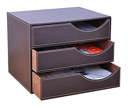 Gjrff Estilo de la Oficina cajón Organizador de Escritorio, Brown Caja de Almacenamiento de Archivos Organizador, Cuero sostenedor del Organizador de Documentos, Novedades, Cosmética (Color: Marrón)