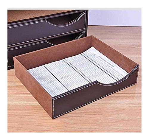 Gjrff Estilo de la Oficina cajón Organizador de Escritorio, Brown Caja de Almacenamiento de Archivos Organizador, Cuero sostenedor del Organizador de Documentos, Novedades, Cosmética (Color: Marrón)