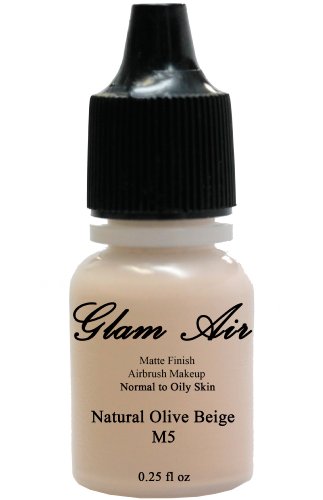 Glam Air Airbrush Makeup Water Based Foundation in Matte Finish for Flawless Looking Skin (0.25oz Bottles) (M5 NATURAL OLIVE BEIGE) by Glamair