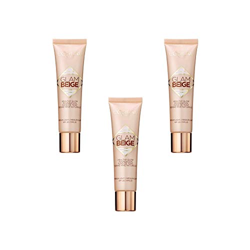 Glam - Base de maquillaje de efecto bueno, piel clara a mediana – Ptiparis – Lote de 3