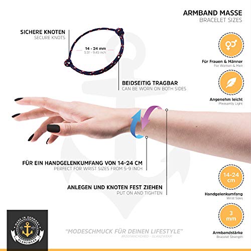 GLANZWEAR® Pulsera de Surfista Rope Hombres Mujeres Pulsera de Cuerda Nudo de Nailon Pulsera de surfistas Pulseras de la Amistad de Pareja para Mujeres Hombres Paracord