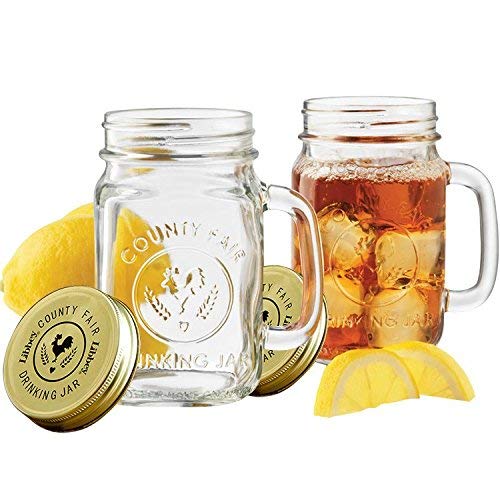 Glass Mason Jar Taza de avena durante la noche, jarra de conservación de vidrio hecha en casa, vaso para beber, 480 ml, 2 sets ，Con tapa。