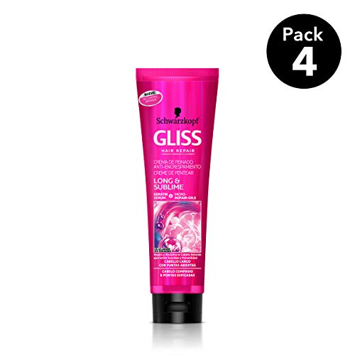 Gliss - Long & Sublime Crema de Peinado Antiencrespamiento - 4 uds de 150ml