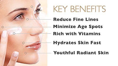 GLO24K Crema de día hidratante con 24k, antienvejecimiento con vitaminas, ácido hialurónico, colágeno