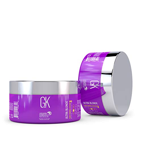 Global Keratin GKhair Ultra Blonde Bombshell Masque 200g / 7.5 fl. oz | Pigmentos de color semipermanentes para el tipo de cabello rubio - Elimina los tonos de sostén no deseados