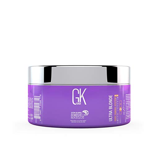 Global Keratin GKhair Ultra Blonde Bombshell Masque 200g / 7.5 fl. oz | Pigmentos de color semipermanentes para el tipo de cabello rubio - Elimina los tonos de sostén no deseados