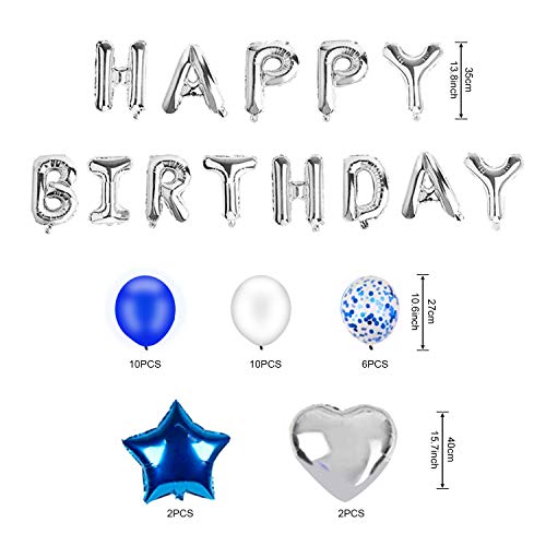 Globo De Cumpleaños Decoraciones Cumpleaños 46 Piezas Feliz Cumpleaños Globo Banner e Inflador Cumpleaños Pancartas para Fiestas para Niños Niñas