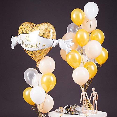 globos Just Married Love Dove Globos de papel de aluminio Decoración de la boda Piel dorada Látex Globo de helio Fiesta de aniversario Bola de amor Regalo-1pcs_love