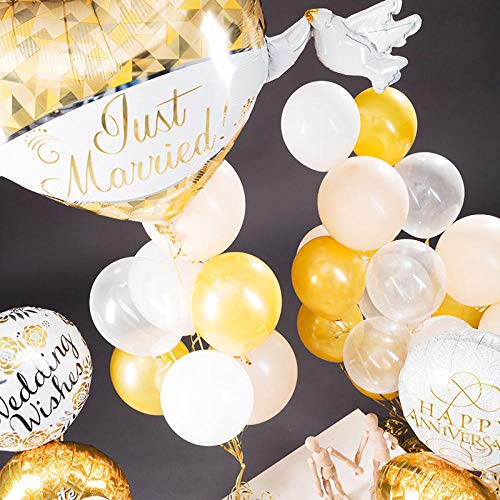 globos Just Married Love Dove Globos de papel de aluminio Decoración de la boda Piel dorada Látex Globo de helio Fiesta de aniversario Bola de amor Regalo-1pcs_love