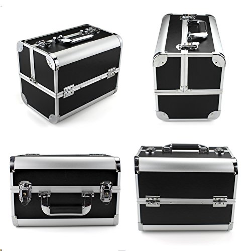 Glow Beauty Case/Maletín para cosméticos/Estuches de maquillaje/Estuche organizador de Cosméticos, Negro (Plain)