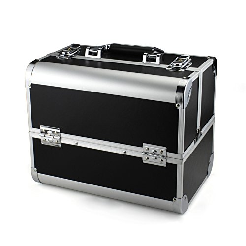 Glow Beauty Case/Maletín para cosméticos/Estuches de maquillaje/Estuche organizador de Cosméticos, Negro (Plain)