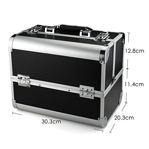 Glow Beauty Case/Maletín para cosméticos/Estuches de maquillaje/Estuche organizador de Cosméticos, Negro (Plain)