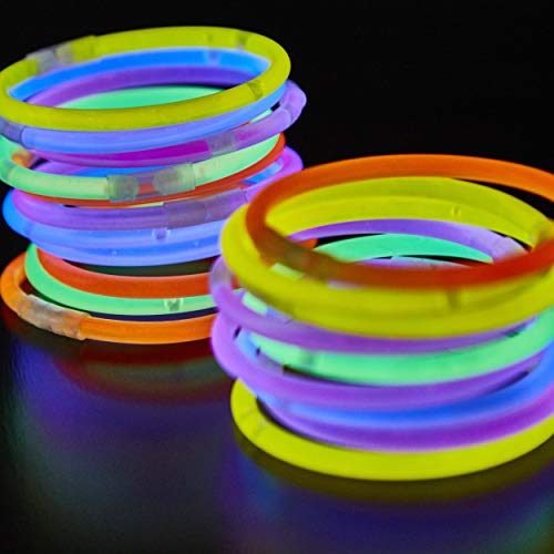 Glowz Glow Sticks Glow In The Dark Pulseras Premium (Colores Mezclados) 100 Pack - Accesorios de neón para niñas o niños