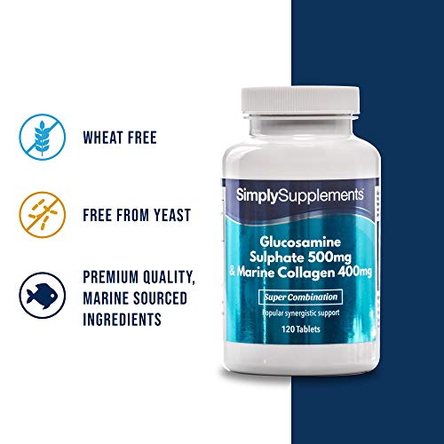 Glucosamina 500mg y Colágeno Marino 400mg - ¡Bote para 8 meses! - 240 Comprimidos - SimplySupplements