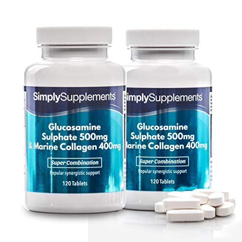 Glucosamina 500mg y Colágeno Marino 400mg - ¡Bote para 8 meses! - 240 Comprimidos - SimplySupplements