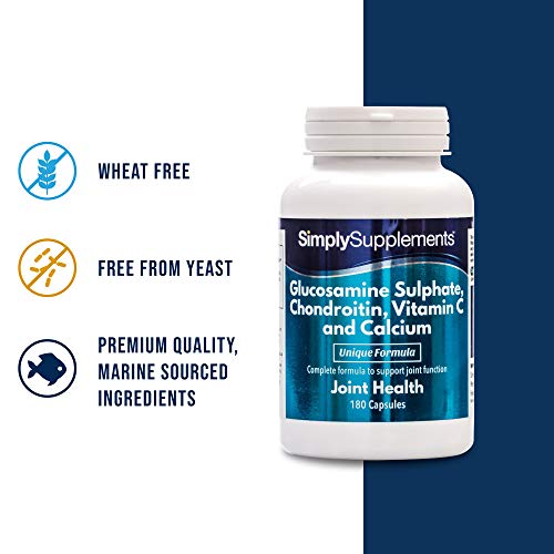 Glucosamina, Condroitina, Vitamina C y Calcio - ¡Bote para 6 meses! - 360 Cápsulas - SimplySupplements