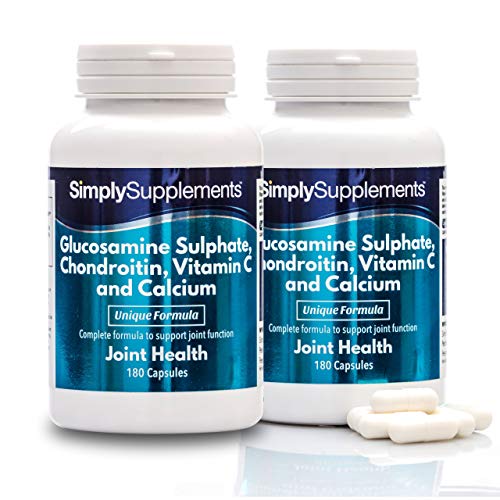 Glucosamina, Condroitina, Vitamina C y Calcio - ¡Bote para 6 meses! - 360 Cápsulas - SimplySupplements