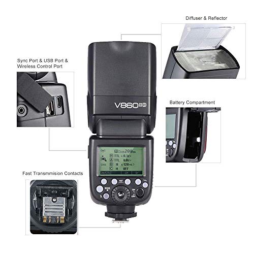 Godox Ving V860II-S 2.4G TTL Li-on Batería Cámara Flash Speedlite para Sony HVL-F60M,HVL-F43M, HVL-F32M(V860II-S)