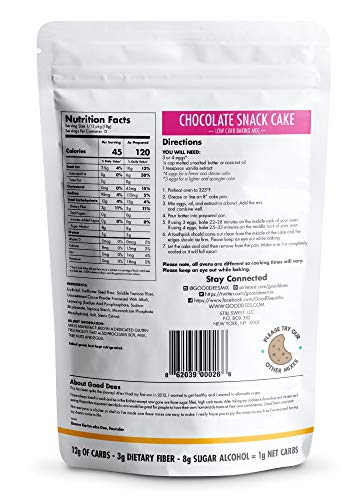 Good Dee's Cookie Mix El chocolate Snack-Cake Mix - baja en carbohidratos, sin azúcar, grano-libre, sin gluten, pero no los ingredientes a base de frutos secos, 1 g de carbohidratos netos