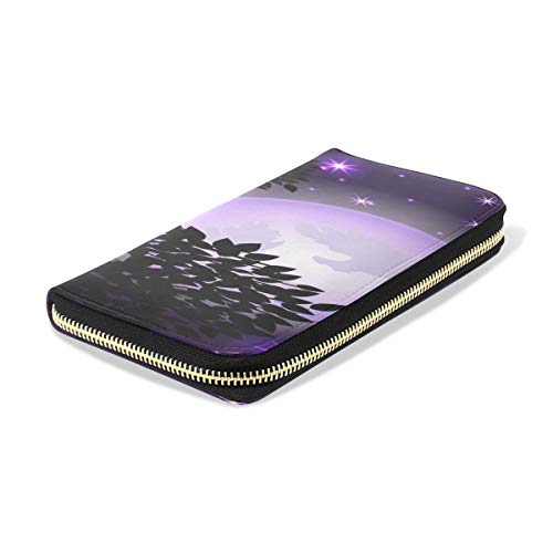 Good Night Time Nature Moon Largo Pasaporte Embrague Monederos Cremallera Monedero Bolsa Bolso Organizador dinero Bolsa Titular la tarjeta crédito para dama Mujer Chica Hombre Regalo viaje