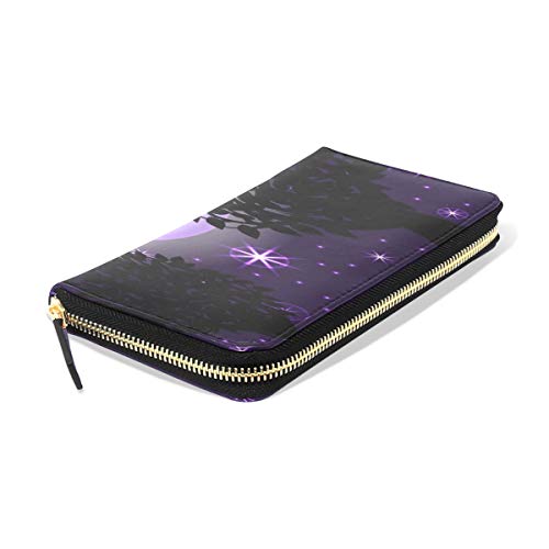 Good Night Time Nature Moon Largo Pasaporte Embrague Monederos Cremallera Monedero Bolsa Bolso Organizador dinero Bolsa Titular la tarjeta crédito para dama Mujer Chica Hombre Regalo viaje