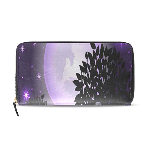 Good Night Time Nature Moon Largo Pasaporte Embrague Monederos Cremallera Monedero Bolsa Bolso Organizador dinero Bolsa Titular la tarjeta crédito para dama Mujer Chica Hombre Regalo viaje