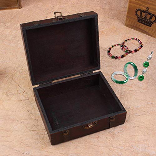 Goodevening Caja De Madera Cofre del Estilo Vintage Hecha A Mano - Cofre Pequeño De Madera, Cinturón De Cuero Doble Patrón Caja Pequeña Candado Pirata De Estilo Vintage, Hecha A Mano, Diseño Retro