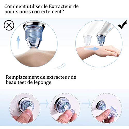 GOODSKY - Extractor puntos negros, extracción multifuncional, portátil dispositivo de belleza de aspiración, facial limpiador de nariz, 5 cabezales intercambiables