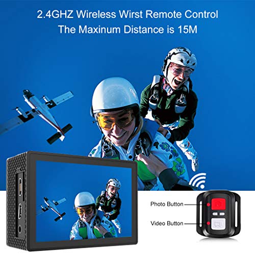 GOOKAM Cámara Deportiva 4K 20MP WiFi 170 Amplio ángulo de Visión con Control Remoto 2 Baterías Recargables y Micrófono Externo Kit de Accesorios de Cámara Acción Acuática a Prueba de Agua Kit-GO 3