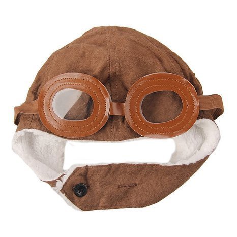 Gorro de aviador para bebés niños, cálido, diseño con de gafas de protección marrón marrón
